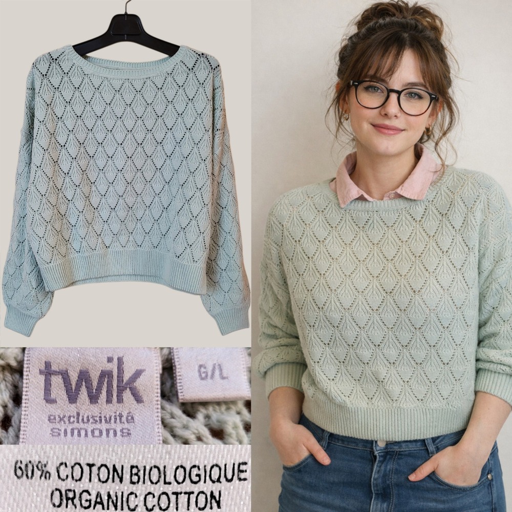 Twik Simons Organic Cotton blend Knit Mint Green Sweater‎